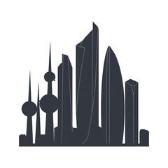 Kuwait city skyline horizontal banner. Black and white silhouette of Kuwait city. Vector ILLUSTRATION