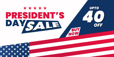 Presidents Day Sale Banner Design. Design For Sale, Discount and Advertisement With The American Flag