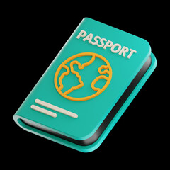 Premium  Tourism passport icon 3d rendering on isolated background