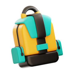 Naklejka premium Premium Tourism backpack icon 3d rendering on isolated background
