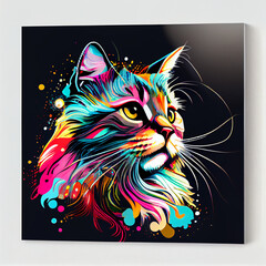 adorable kitty with abstract psychedelic graphic,collage