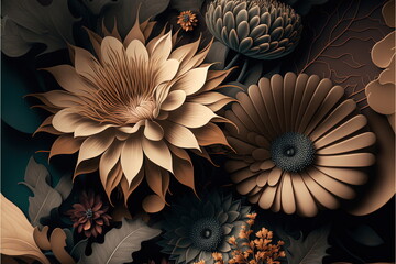 flower background,earth tone color, luxury, Made by AI,Artificial intelligence