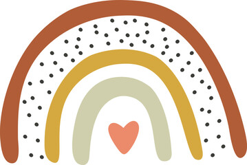 Heart inside rainbow in boho style flat icon