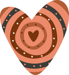Heart element in boho style flat icon