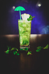 mojito cocktail on black background Caipirinha of kiwi