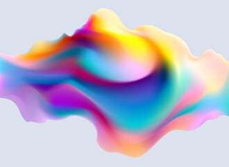 Fluid 3D object. Colorful liquid element on white background. Vector geometric shape for poster and cover design.