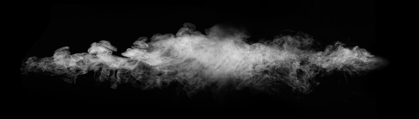 Smoke over black background. Fog or steam abstract texture.