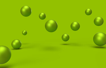 3D Realistic Abstract background with dynamic. green bubbles. modern trendy banner design

