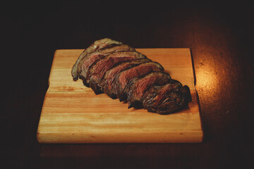 meat on a wooden board