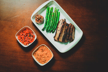 meat with vegetables and barbacue