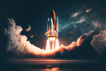 宇宙に向かうロケットの打ち上げ、Generative AI