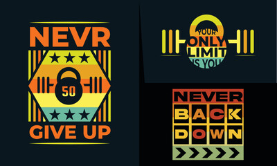 best retro typography t shirt design for gym and fitness lover.