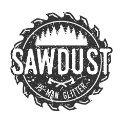 Sawdust is Man Glitter Illustration Clip Art Design Shape. Woodworking Silhouette Icon Vector.