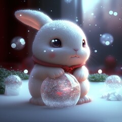 Obraz na płótnie Canvas The Cute Baby rabbit.Generative AI