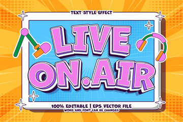 Live On Air Text Effect Editable Classic Cartoon Style