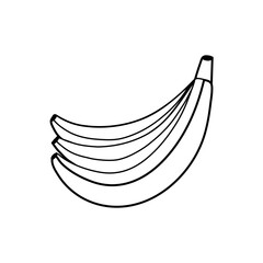 Black and white banana isolated on white background. Linear fruit for coloring book. Vector illustration