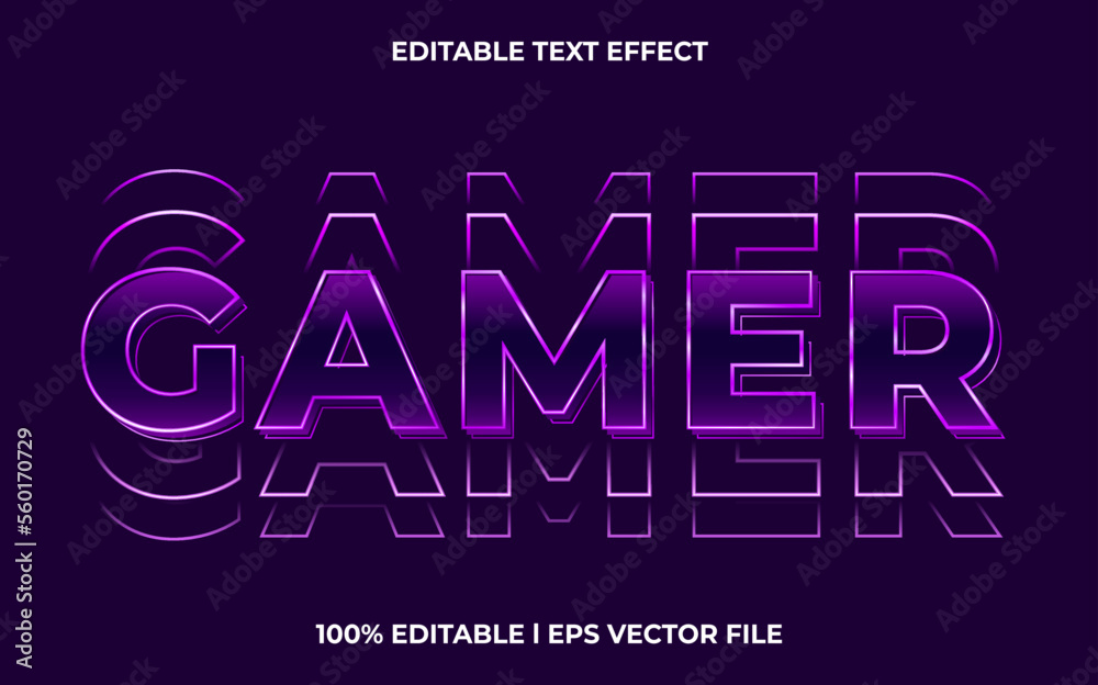 Wall mural gamer editable text effect, lettering typography font style, glitch 3d text for tittle