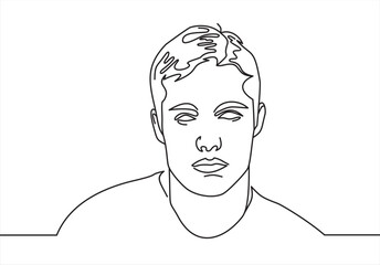 line drawing of man portrait. Hairstyle. Fashionable men's style.