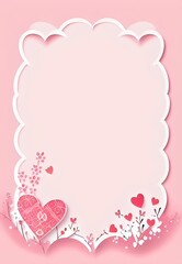 pink valentines card with hearts with copy space 