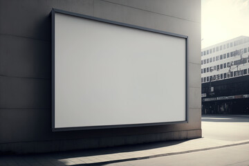 Fototapeta premium Large blank banners with space for your own wording and a blank billboard on a street wall. Generative AI