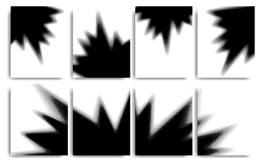 Fototapeta na wymiar set of black halftone pattern on white vertical background, minimal cover design dots pattern