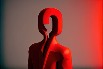 3d human with a red question mark. AI generated art illustration.	
 - obrazy, fototapety, plakaty