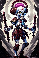 Leach necromancer skeleton warlock character. Generative AI