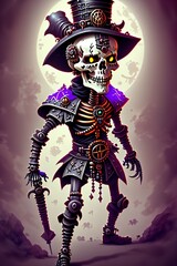Obraz na płótnie Canvas Leach necromancer skeleton warlock character. Generative AI