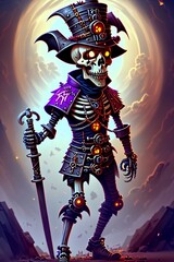 Obraz na płótnie Canvas Leach necromancer skeleton warlock character. Generative AI
