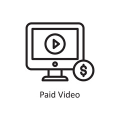 Paid Video Vector Outline Icon Design illustration. Product Management Symbol on White background EPS 10 File
