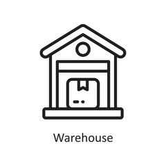 Warehouse Vector Outline Icon Design illustration. Product Management Symbol on White background EPS 10 File