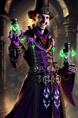 Fototapeta premium Leach necromancer skeleton warlock character. Generative AI
