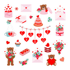 Fototapeta premium Vector illustration. Holiday. Collection for valentine's day. Love.