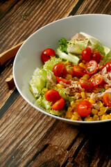 Fresh mixed salad with cabbage and cherry tomatoes