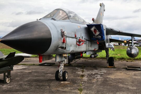 OSTRAVA, CZECHIA - SEPTEMBER 17, 2022: Panavia Tornado 4th generation multirole combat aircraft of German Air Force presented on NATO Days air show in Czech Republic.