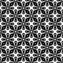 Vector seamless pattern. Modern abstract decorative texture for surface design. Black and white texture. Floral lace. 