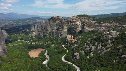 Fototapeta na wymiar Perched on High: The Meteora Monasteries in Greece