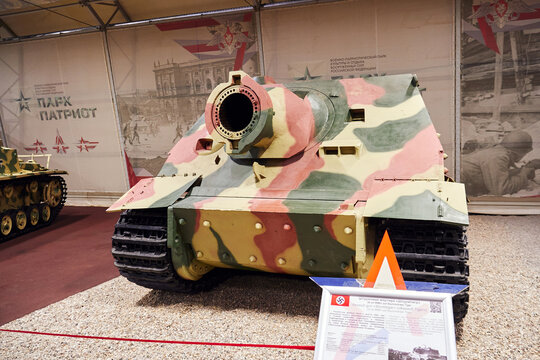 Kubinka, Moscow region, Russia - November 13, 2022: 380 mm Sturmtiger rocket-propelled mortar. German assault gun from World War II. Museum of Military Equipment in Patriot Park