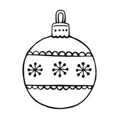 Christmas balls. Decoration isolated elements. Hand drawn vector illustration.