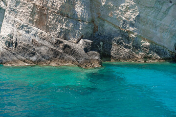 amazing breathtaking seaview of rocky coast of Greek Island Zakynthos blue caves