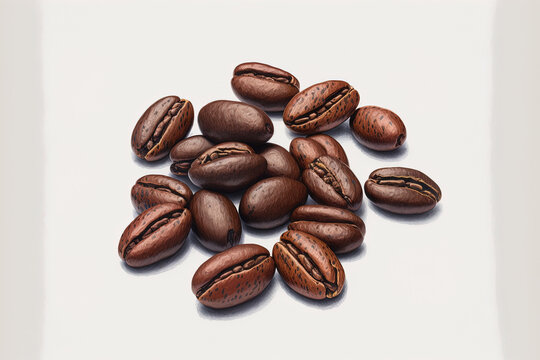 java beans. on a white background, alone. Generative AI