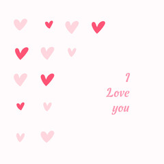 vector art, hearts and the inscription I love you