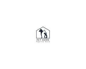 Dog and cat house home logo design template, pet love logo design suitable for pet shop, store, cafe, business, hotel, veterinary clinic, Domestic animal vector illustration logotype, sign or symbol.