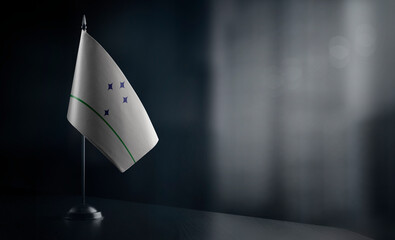 Small national flag of the Mercosur on a black background