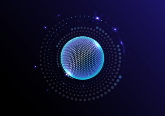 Abstract ball circle global planet science digital network communication technology background vector illustration