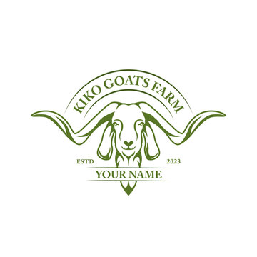 family farm Kiko goats logo vector illustration