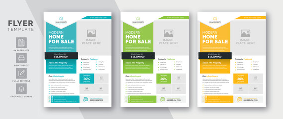 Flyer template for real estate agency business promotion | Colorful template design | Easy to edit | Print-ready format	
