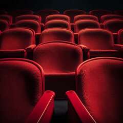 Fototapeta premium Red seats of a cinema/theater. Generative AI.