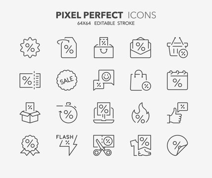 discount offers thin line icons