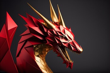 Dragon origami, chinese lunar new year, Generative AI